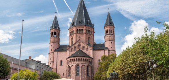 Mainzer Dom mit Wochenmarkt © mainzplus CITYMARKETING GmbH/Dominik Ketz
